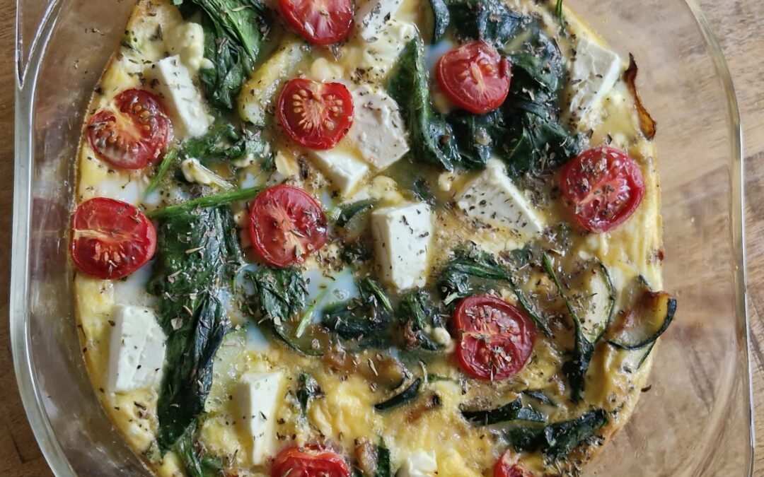 Frittata met spinazie, courgette en tomaat